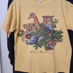 Vintage Anvil Kids Yellow Animal Graphic Tee